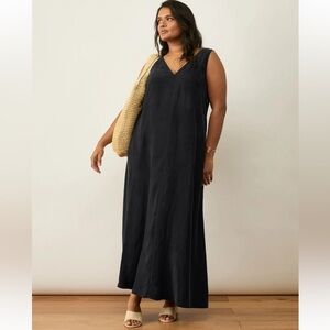 ADAY All Summer Black Maxi Dress size L (V120)